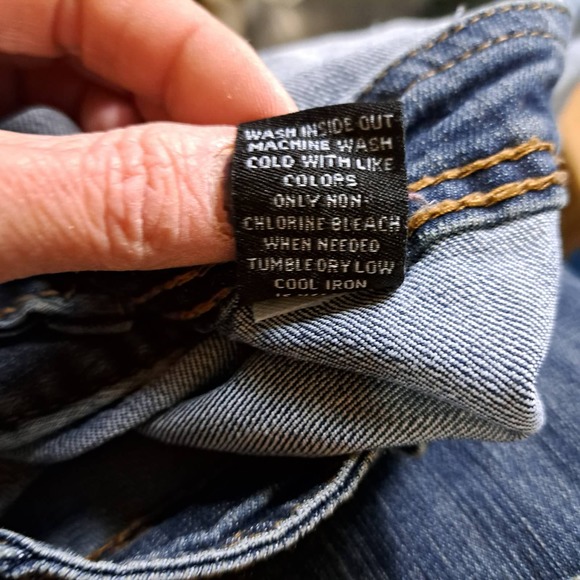 Rue 21 Front Overall Jeans Plaid Low back waist 13/14 - Picture 6 of 11